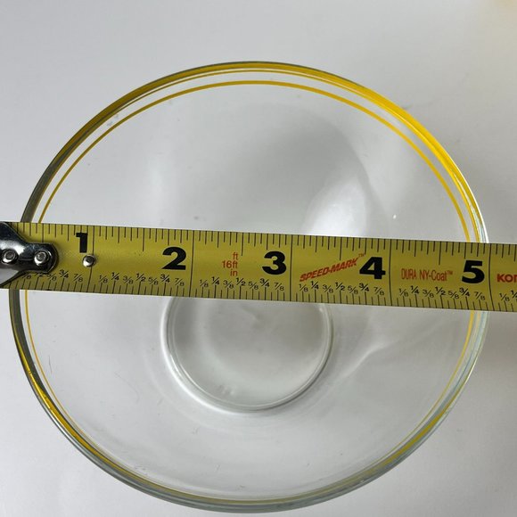 Vtg Arcoroc France Bowls Cereal Salad Soup Clear Glass Yellow Stripes Lot of 3 - Picture 11 of 11